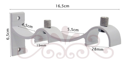 Kit Varão Trilho Suíço Duplo Wave 28mm/19mm 6,00m Alumínio Cor Branco