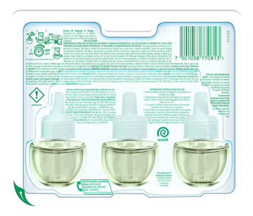 Air Wick® Aromatizante Eléctrico Magnolia & Mango 3pk, 20ml
