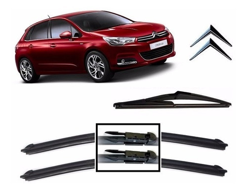 Kit Palhetas Limpador Parabrisa Diant+tras Citroen C4 Hatch