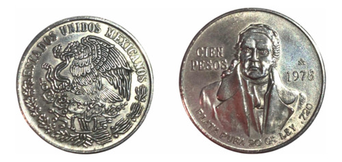 Moneda De 1978 Valor 100 Plata Pura 20 Gr Ley .720