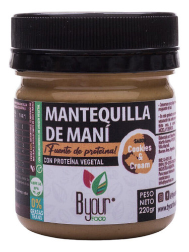 Manteca De Maní Proteica | Cookies And Cream | 220g B YOUR FOOD