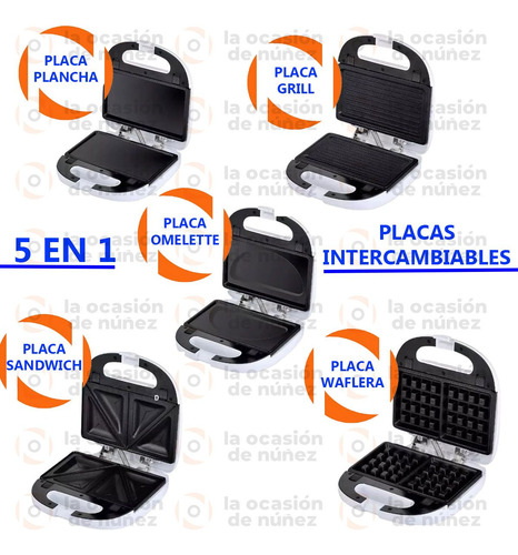Waflera Sandwichera Peabody 5 En 1 Grill Plancha Omelette