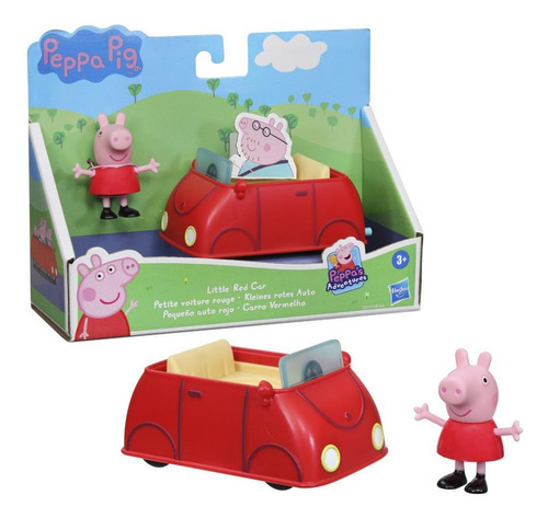 Figura Peppa Pig Con Vehículo Pequeño Auto Rojo 11cm Orig