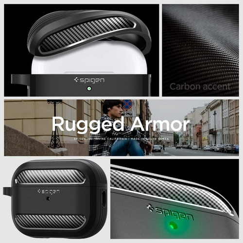 Imagen 7 de 7 de Funda Con Llavero Spigen Rugged Armor AirPods Pro 2 Gen 2022