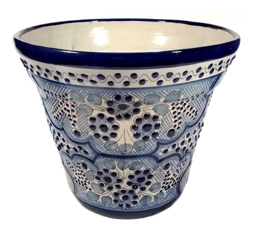 Maceta De Talavera Poblana Barroca Vaso 25 Cm Florecitas #8