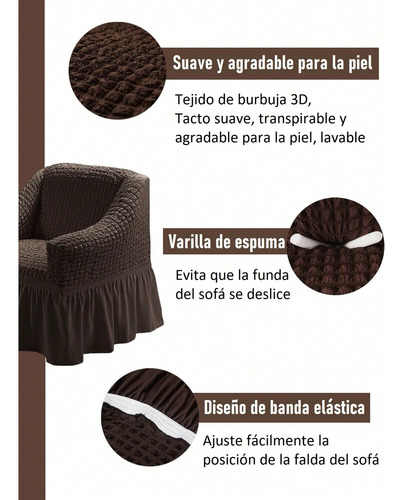 1 Pcs Cubre Sillones Cubre Salas Fundas Sillon Funda Sofa Marrón 140-180cm Pliegues