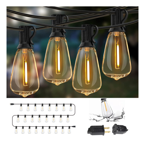 Led Guirnalda De Luces 25+2 Focos Vintage Impermeable 15m