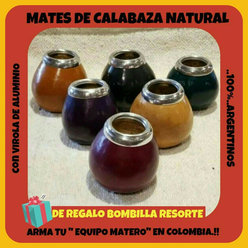 Set Mate Argentino!mate Calabaza Natural+bombilla Resorte! 