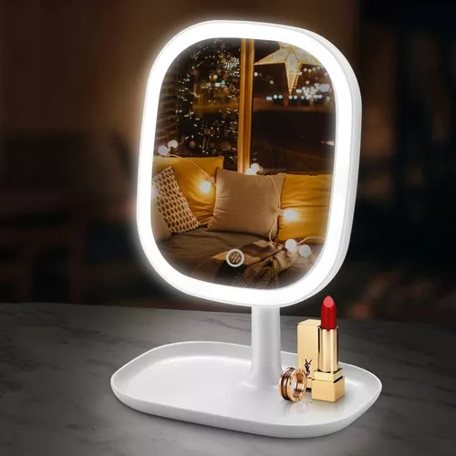 Espejo Luz Led Tactil Cuadrado Maquillaje Carga Usb