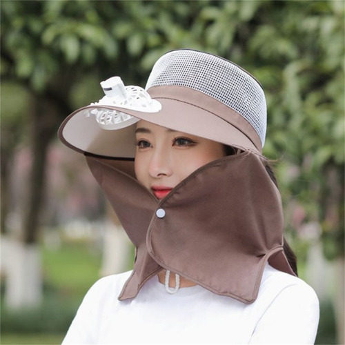 Sombrero For El Sol Con Ventilador Recargable For Mujer