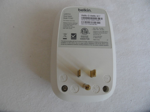 Belkin Wemo F7c027 Interruptor Wi-fi Articulos Electricos (Usado)