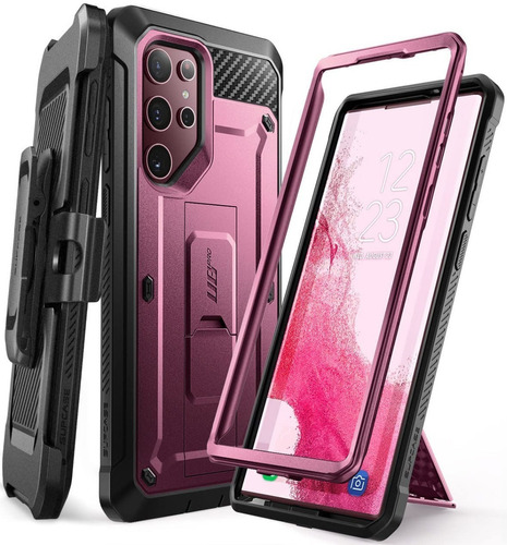 Case Supcase Para Galaxy S22 Ultra Protector 360° Wine