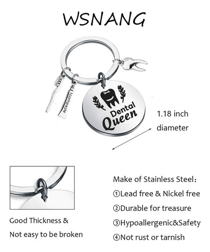 Wsnang Dentista Regalos Dental Queen Llavero Asistente Denta