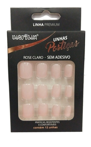 Macrilan Unhas Postiças Rose Claro Sem Adesivo Ref. Up202a