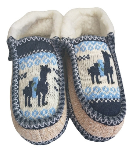 Pantufla Tejida Norteña Lana Alpaca Cerrada Adulto Corderito