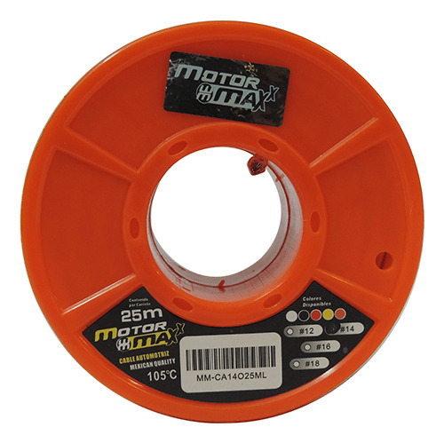 Cable Automotriz N°14, Naranja, 105°c, 25m Pc