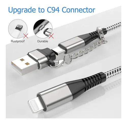 Juego De 2 Cables Reforzados Usb-c A Lightning Con Adapta...
