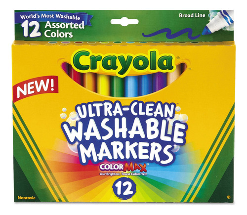 Crayola  - Marcadores Lavables, Punta Ancha, Colores Clási.