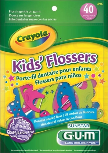 Imagem 3 de 3 de Kit 5 Pacotes Fio Dental Flosser Infantil Gum Com Cabo