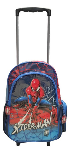 Mochila Carrito Spider-man Escolar Azul ; Tienda Que Regalo