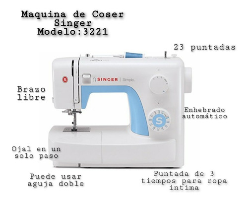 Maquina De Coser Singer Modelo 3221 Doméstica 