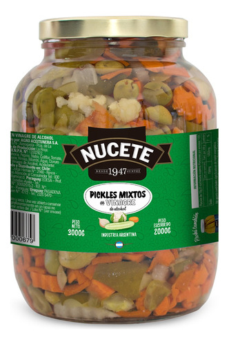 Pickles Mixtos En Vinagre Nucete Frasco X 3 Kilos