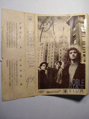 Tapa Original Cassette Soda Stereo Doble Vida 1988 1° Edici (Usado)