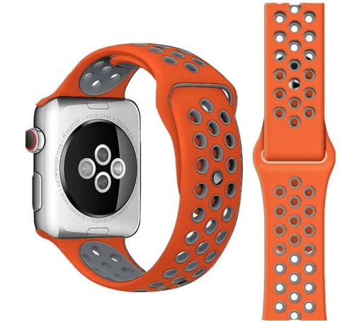 Pulseira Estilo Nike P/ Apple Watch 38/40mm Laranja C Cinza