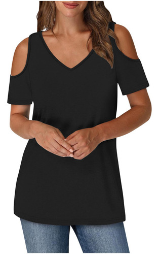 Top De Moda Con Hombros Descubiertos Y Transpirable De Color