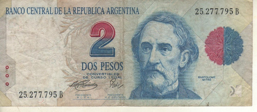 Bottero 3017 - Billete De 2 Pesos Convertible Año 1995 Vf+