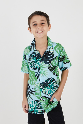 Camisa Hawaiana Niño Fibrana Estampada Cc2