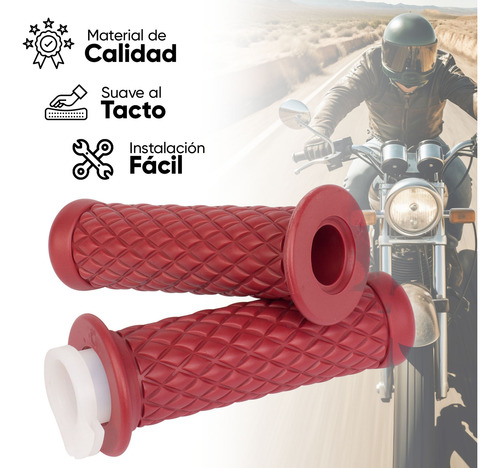 Par Jgo Puños Rojo Cafe Racer B645 Para Moto Kinlley