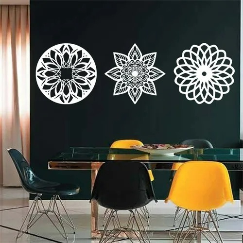 Kit 4 Quadros Mandalas Placas Decorativas Parede Mdf 25x25cm
