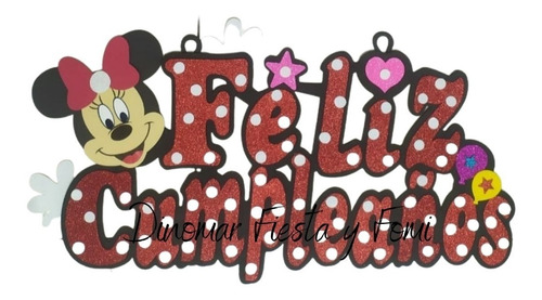 Letrero Feliz Cumpleaños Minnie Mouse/mickey. Foamy Goma Eva