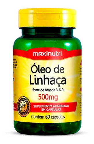 Fonte De Ômega 3 6 9 Óleo De Linhaça 500mg 60 Caps Maxinutri Sabor