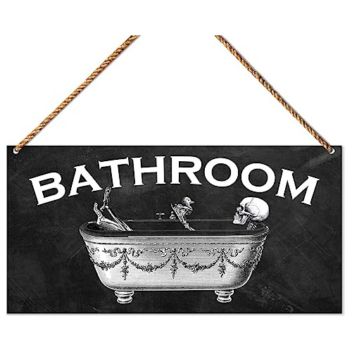 Vintage Baño Madera Letrero, Baño De Invitados Mlpbd