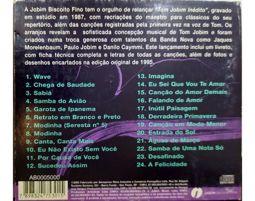 Imagem 2 de 4 de Cd Tom Jobim Inédito