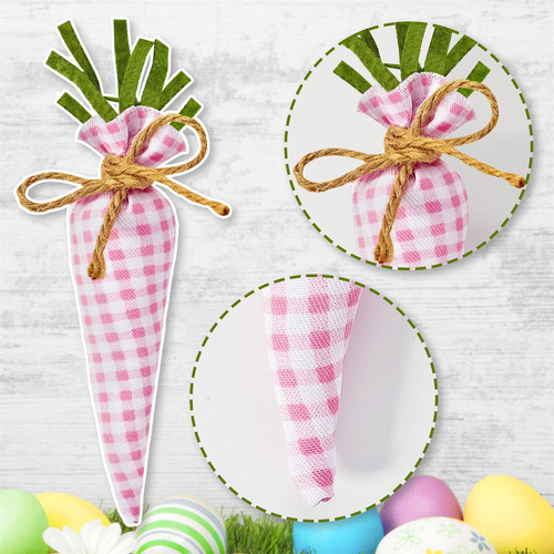 N 8 Piezas De Decoraciones De Zanahoria De Pascua A Cuadros