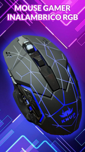 Mouse Gamer Inalambrico Recargable Luces Rgb Negro Knup-g47