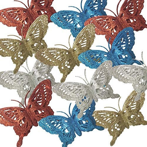 Clip-ons De Mariposas Brillantes Set De 12 Mariposas Ap...