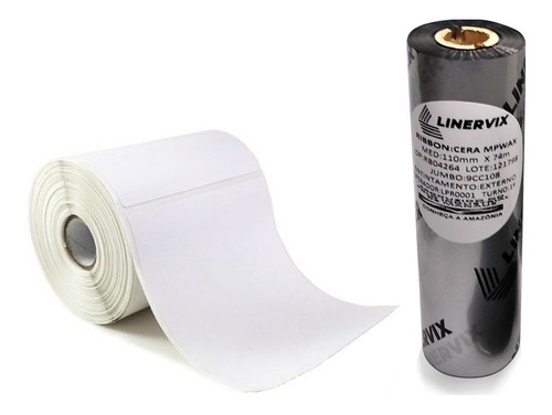 42 Rolos Etiqueta 100x80 Mm Couche +18 Ribbon Cera 110x74