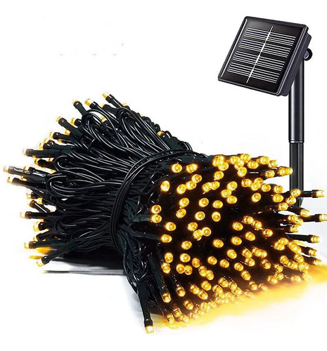 Guirnalda 200 Leds Luz Calida Panel Solar 22m Exterior Promo Estructura Único