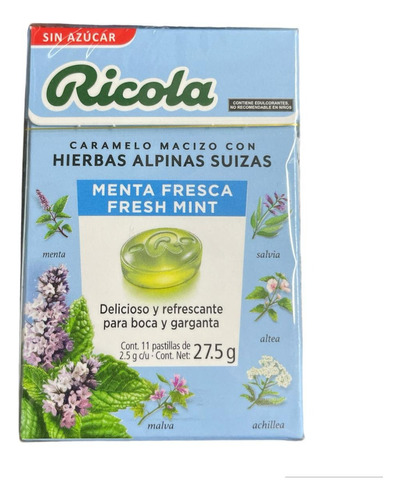 Ricola Caramelo Refrescante Sabor Menta Sin Azucar 11 Piezas