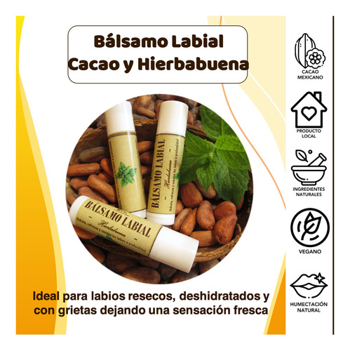 Bálsamo Labial Natural Hierbabuena (3 Piezas De 5 G C/u)