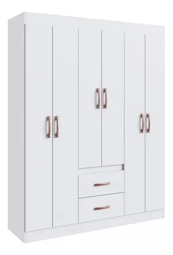 comprar Guarda Roupa Solteiro 6 Portas 2 Gavetas Sidney Doripel Cor Branco