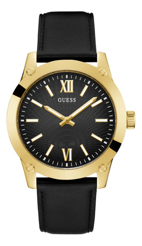 Reloj Para Hombre Guess Campbell Color Azul Gw0250g3 Color de la correa Negro Color del bisel Dorado Color del fondo Negro