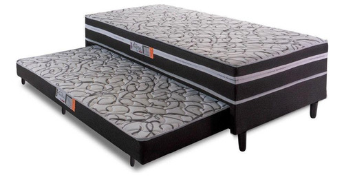 Siniflex Aspen cama box solteiro com cama auxiliar 88x188x41cm cor cinza