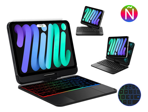 Imagen 1 de 7 de Teclado Mágico Para iPad Mini 6 2021 8.3 Español Con Ñ