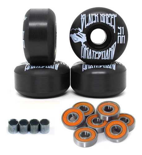 4 Roda Skate Street 51mm Black Sheep C Rolamento E Espaçador