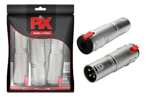 6xadaptador Canon Xlr Macho X Jack P10 Fêmea Emenda Conector